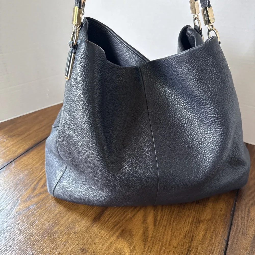 Coach Madison Phoebe Black Pebbled Leather Hobo Tote